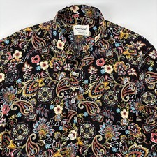 TUNEVUSE Colorful Paisley Print Black LS Button Down Shirt M 100 Cotton