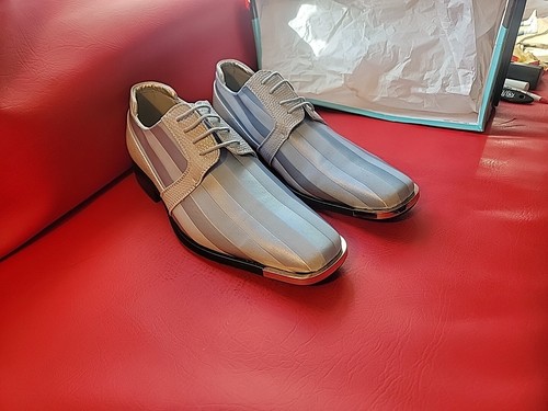 Viotti Lace Up Striped Satin Patent Oxford Designer Tuxedo Dress Shoes Size 10 M - Picture 2 of 14