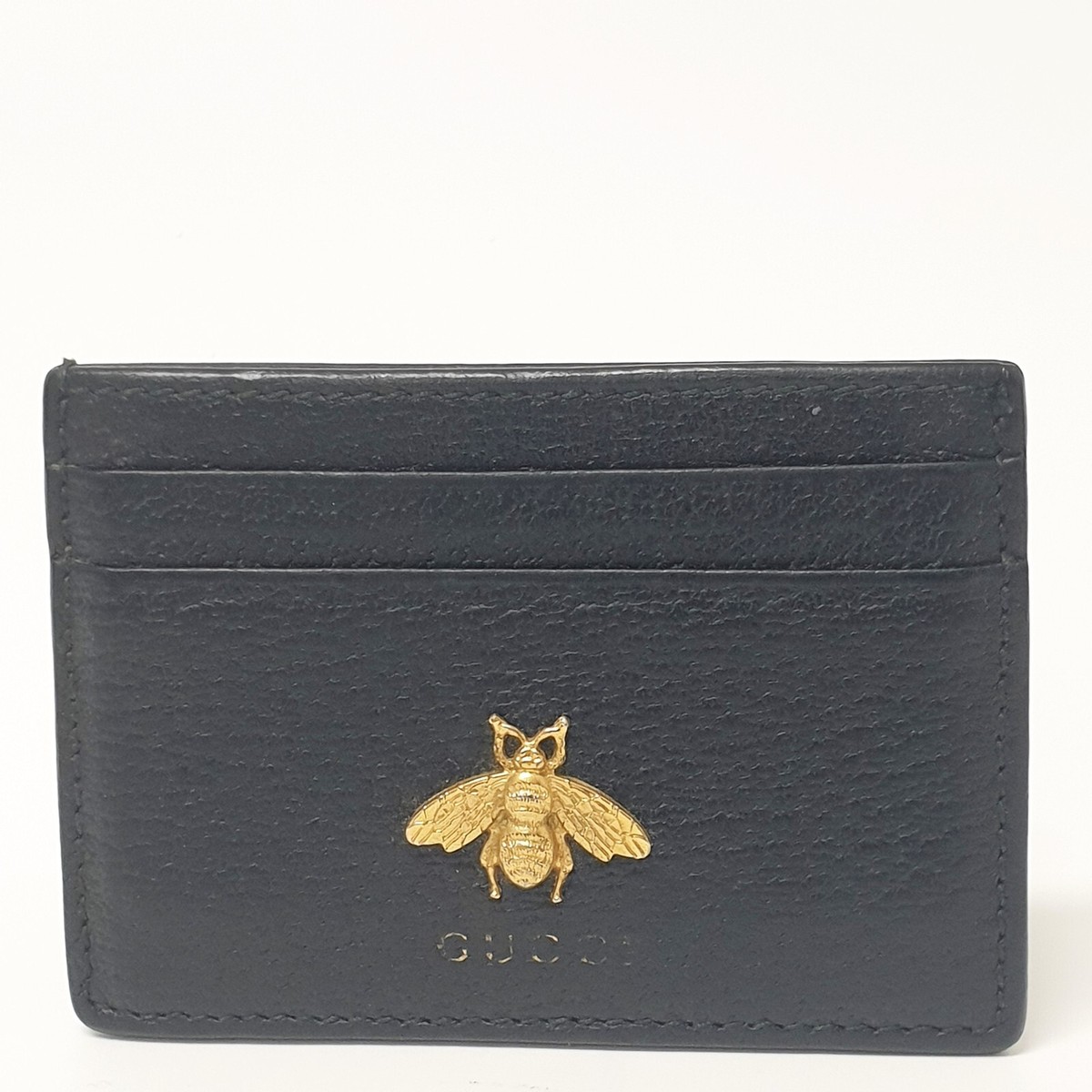 TARIFF FREE GUCCI Animalier Card Case 523685 Leather Black Unisex