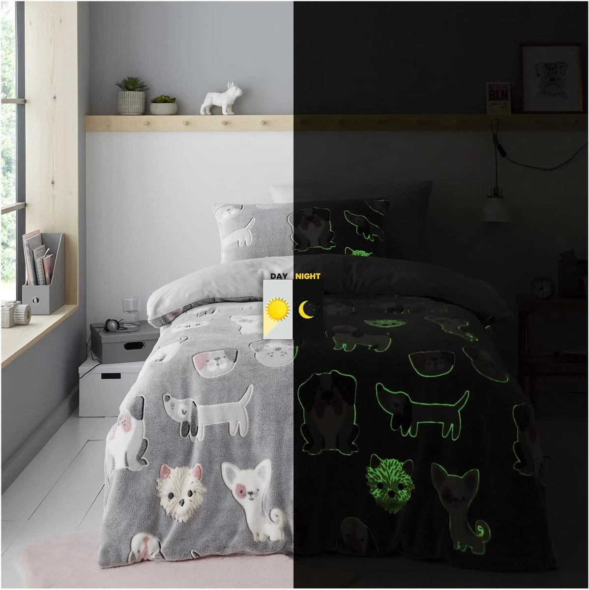 GC GAVENO CAVAILIA Teddy Fleece Duvet Cover Sets, Warm Glow In Dark Bedding  Set