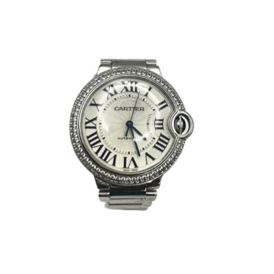 Cartier WE9006Z3 3004 Ballon Bleu 18k White Gold 36mm Factory Diamond 5 3/4 in
