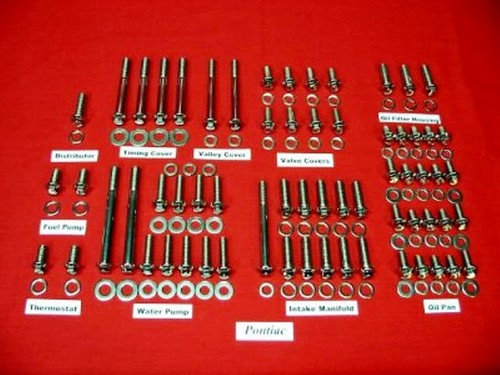 PONTIAC ENGINE BOLTS KIT 326 350 389 400 421 455 POLISHED STAINLESS ARP GRADE 8 - Picture 1 of 3