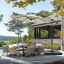 10 ft Patio Hanging Umbrella Outdoor Market Umbrella Shade Cantilever with Base