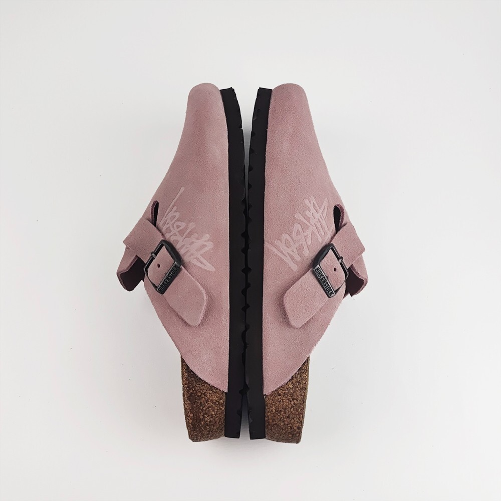 Birkenstock Boston x Stussy Wide Pink Soft Footbed Clog