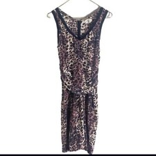 ISABEL MARANT ETOILE 100 SILK LEOPARD PRINT SLEEVELESS RUCHED DRESS SIZE 2