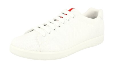 PRADA Bike Sneaker - 4E2988 - LINEA ROSSA ROTER STREIFEN Weiss NEU