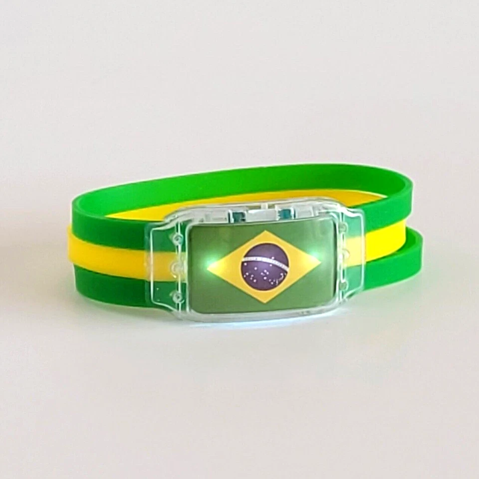 Национальный флаг светодиодный силиконовый браслет зарево Бразилия Бразилия - новый - Изображение 4 из 4