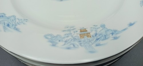 Sone China Oriental 3328 Dinner Plates 26cm X 6 Japan Vintage Silver Trim - Picture 2 of 15
