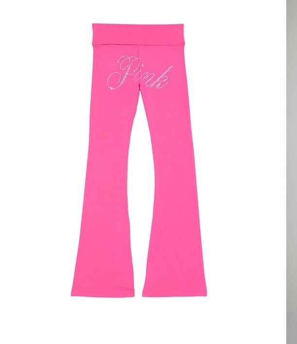 【WONDER WONDER】Jacquard Rose Banding Bootcut Leggings PT VICTORIA SECRET PINK FOLDOVER FLARE LEGGINGS CARMINE ROSE