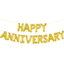 KatchOn Gold Happy Anniversary Balloons Letters - Big 16 Inch | Gold Happy An...