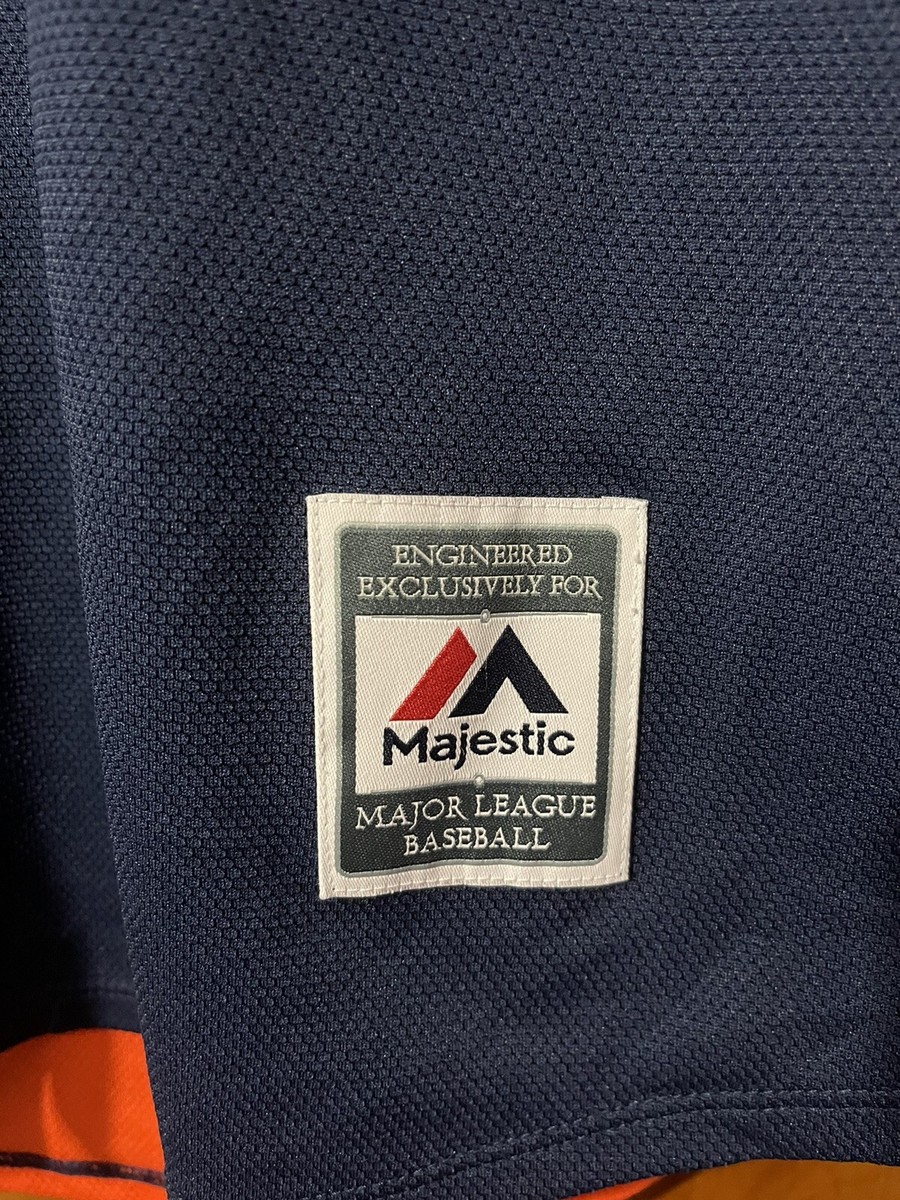Majestic Detroit Tigers Baseball Jersey Mens S Blue Orange Button
