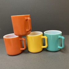 VTG Hazel Atlas Coffee Cups Mug D Shape Handles Lot Of 4 Child Size 6 Oz