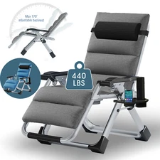 MOPHOTO Folding Zero Gravity Chair Portable Lounge Chair Lawn Chaise W/Mattress