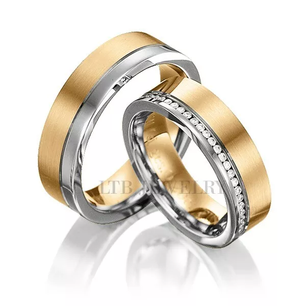 Two Tone Gold Mens Wedding Bands Rings – LTB JEWELRY