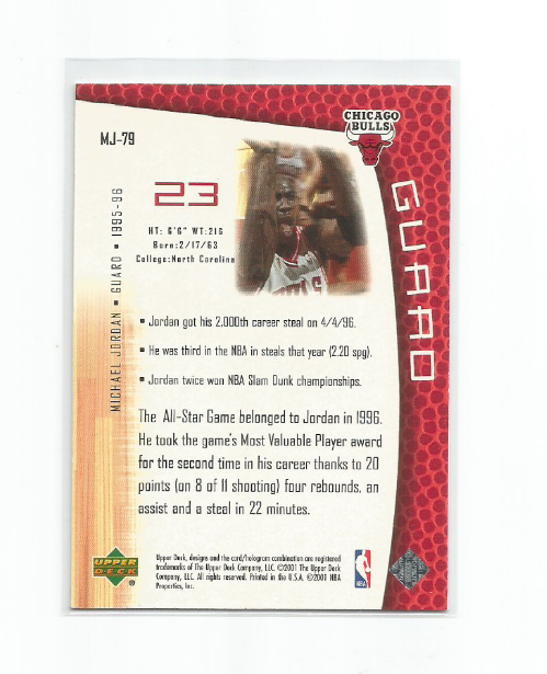 MICHAEL JORDAN (Chicago Bulls) 2001-02 UPPER DECK MJ