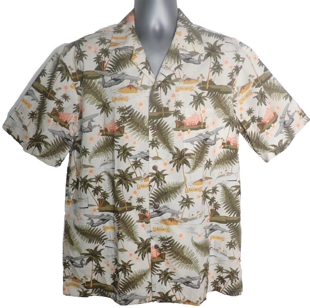Hawaiian Botón Informal Algodón Aloha Republic-Down Shirts for Men