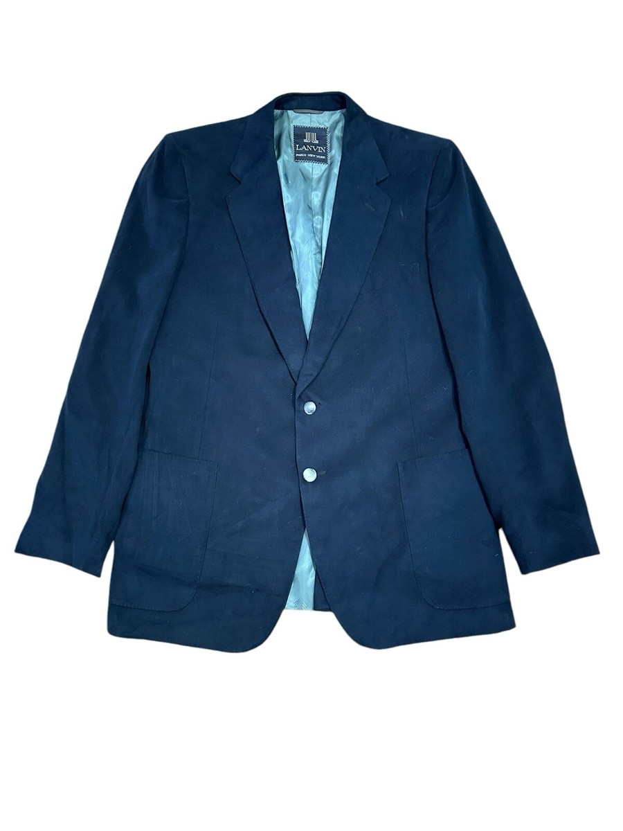 Lanvin Luxury Men's Navy Blue Feather Suede Blazer Sport Coat Jacket No  Size