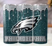 Philadelphia Eagles Drip Tumbler 20oz Travel Mug Stainless Steel Cup Straw