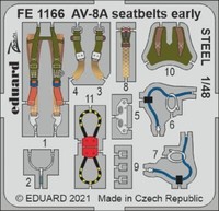 MW22 Eduard FE1166 AV-8A Seatbelts Early Steel 1/48 Zoom Set For Kinetic