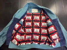 Vintage Gallotti Blue Suede Italian Made Bomber Jacket Size 48