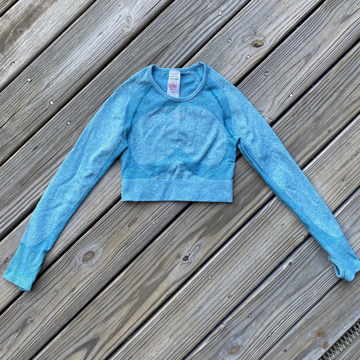 Gymshark Flex Long Sleeve Crop Top Blue Gymshark Flex Long Sleeve