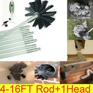 Flue Chimney Sweeping Brush Drain Rod Set Lint Remover Sweep Up To 16 Feet USA