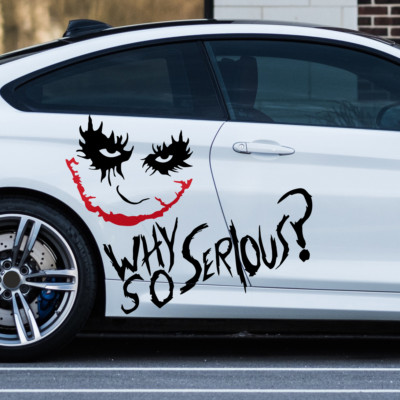 Why so serious ? Joker Gesicht 80cm Spruch Auto Aufkleber B127 Dach Seiten Bus