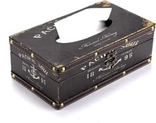 Sumnacon Retro Rectangular Wooden Tissue Box Cover, Vintage Napkin Brown 