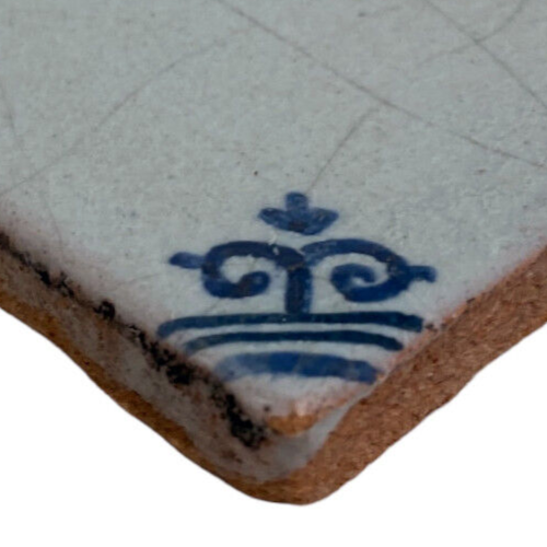 Antica piastrella olandese Delft 5,25"" x 5,25"" vetrata floreale smaltata a mano smaltata smaltata glassa - Foto 4 di 6
