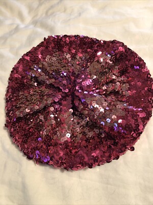 Children s Place Girls Child Sequin Pink Beret Size Large 10+