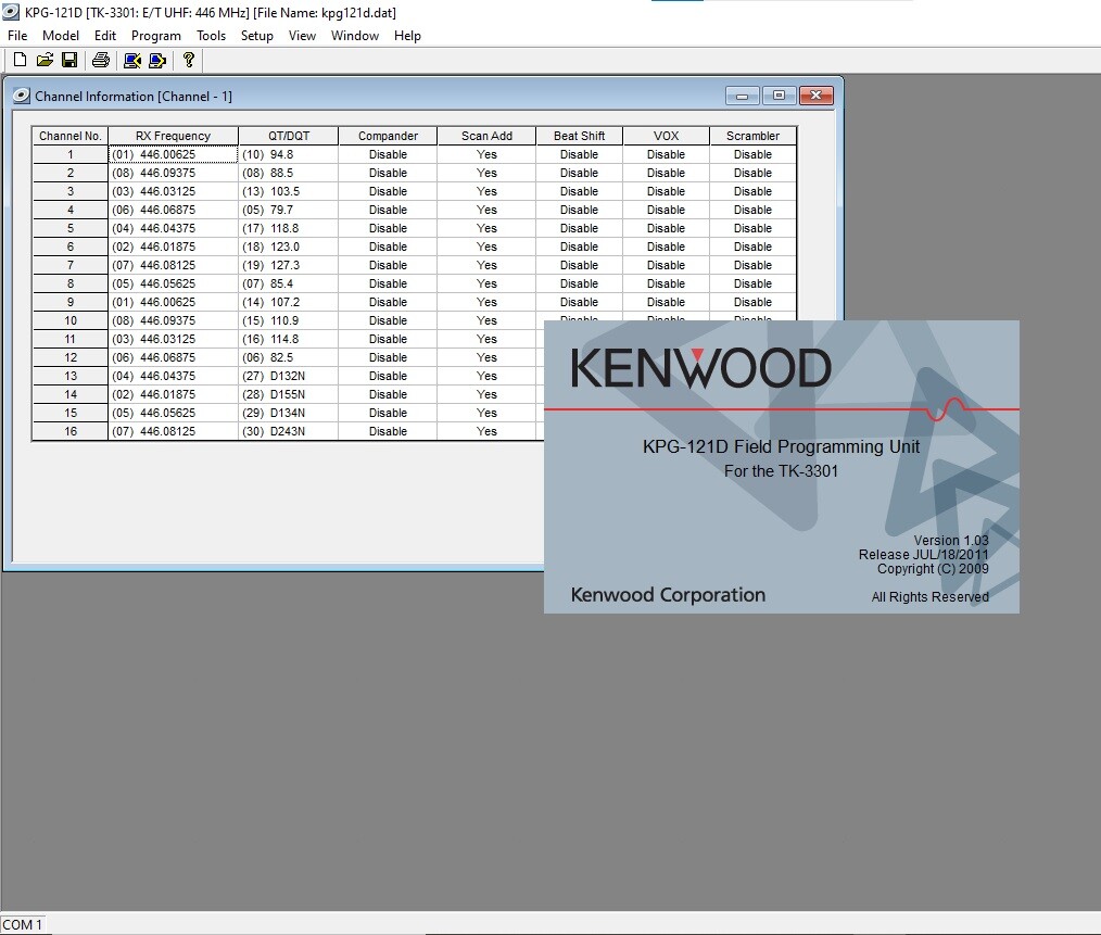 Kenwood KPG-121D V1.03 For TK-3301 *** Bundle Versions ** With.