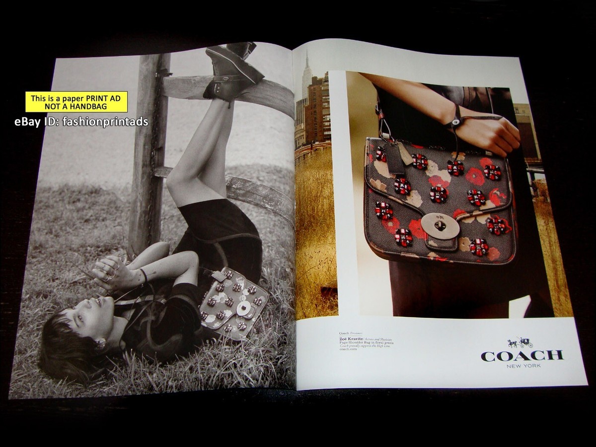 COACH 2-Page PRINT AD Fall 2014 ZOE KRAVITZ Floral Paige Bag MIKAEL JANSSON