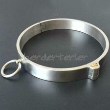 Necklace Ring Stainless Steel Slave Rolled Neck Collar Restraints Locking Choker