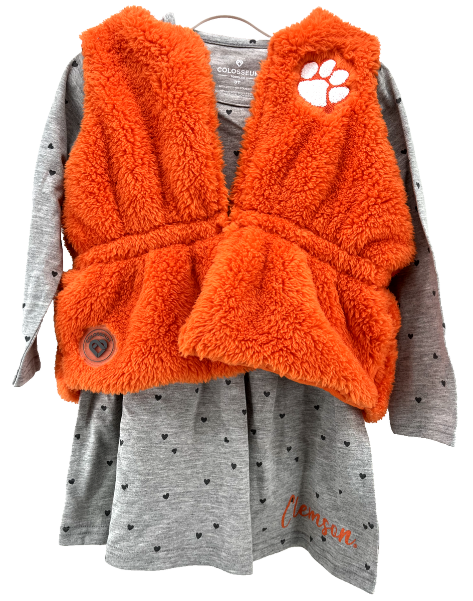 strapless open back dress Girls Maya Tiger Game Day Dress Orange Purple Girls Size 6