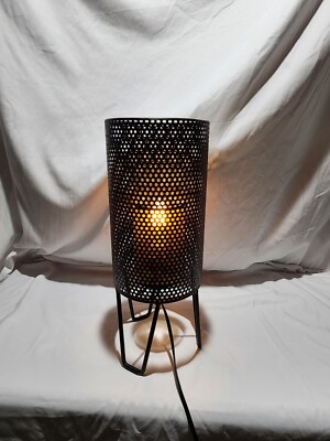 GUBI STYLE Table Lamp Perforated Atomic Metal Mid Century Modern Mesh Mica Shade