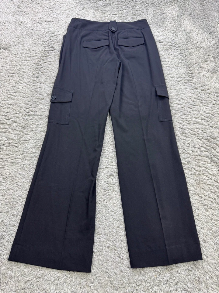 White House Black Market Cargo Pants Women 00 R Black Legacy Flare Trousers Y2K - Image 2 of 4