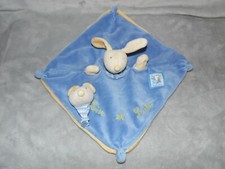Moulin Roty bunny comforter soft toy  blue blankie Lise et Lulu Lapin rabbit 