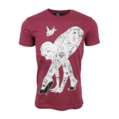 RUM KNUCKLES MENS BENDY 2 BURGUNDY T SHIRT 