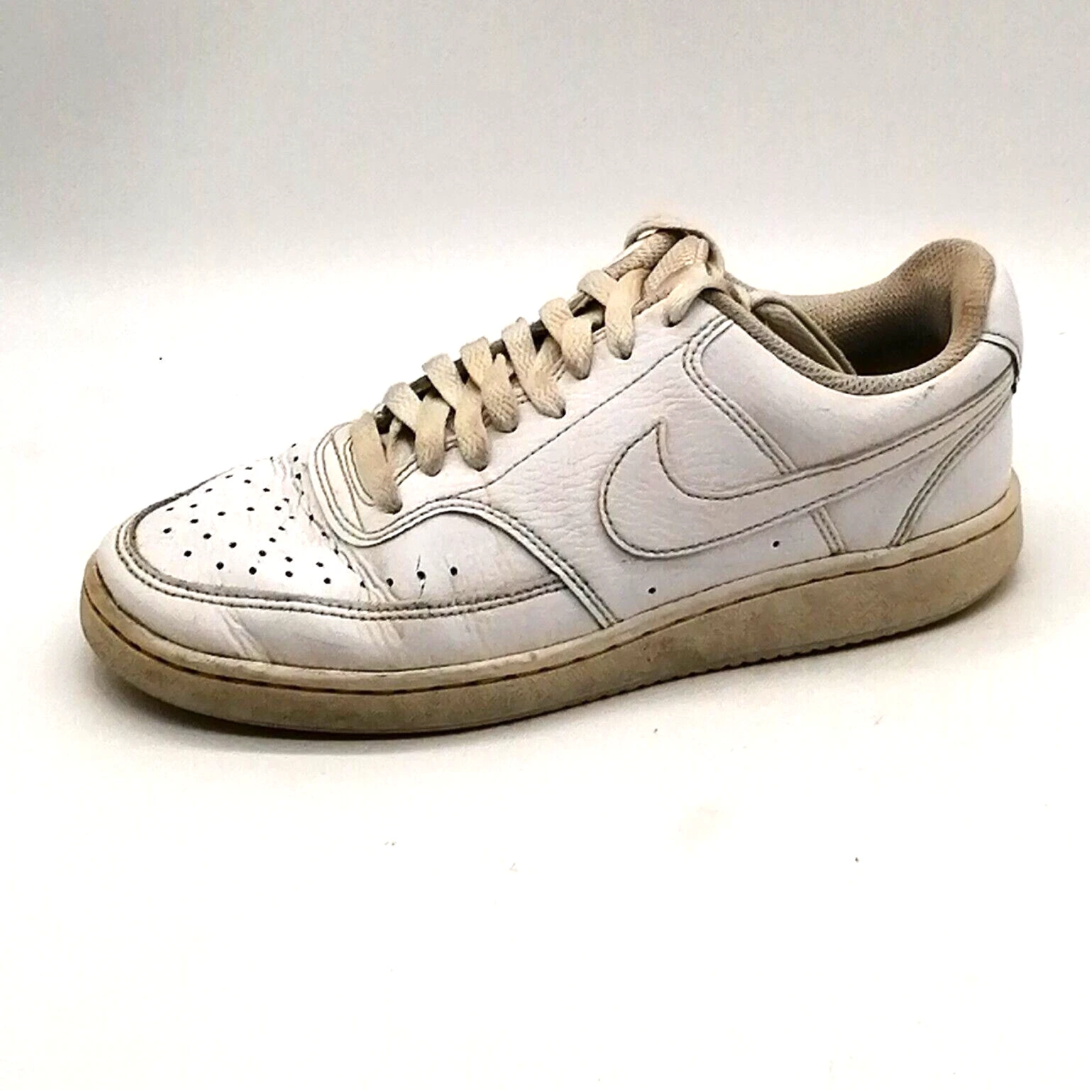 Sneaker da donna Nike pelle bianca stringate scarpe da passeggio top basso punta rotonda 6 5