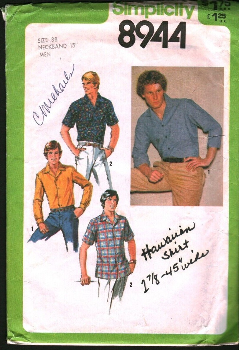 8944 Vintage Simplicity SEWING Pattern Mens 1970s Top Stitched