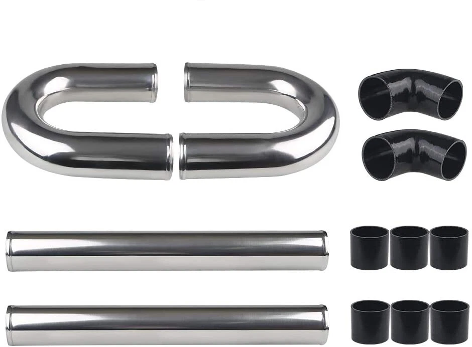 Universal 3" 76mm Turbo Intercooler Alluminio Piping DIY Intercooler Pipe Kit BK - Immagine 4 di 4