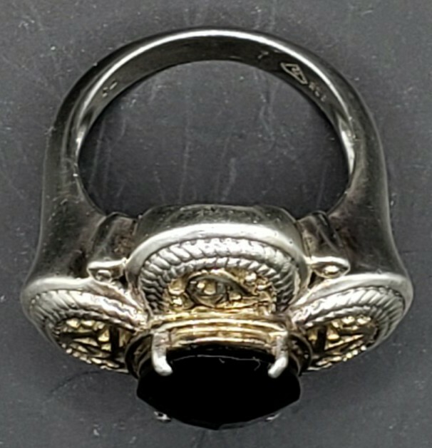 Sterling Silver Scroll Shamrock Shape Faceted Jet… - image 9