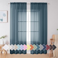 Simplebrand Dusty Blue Sheer Curtains 84 42"W x 84"L Pack of 2 ,