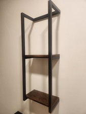 NEW Towel Shelf Rack Holder Wall Mounted Easy Install Black  Wood Industrial