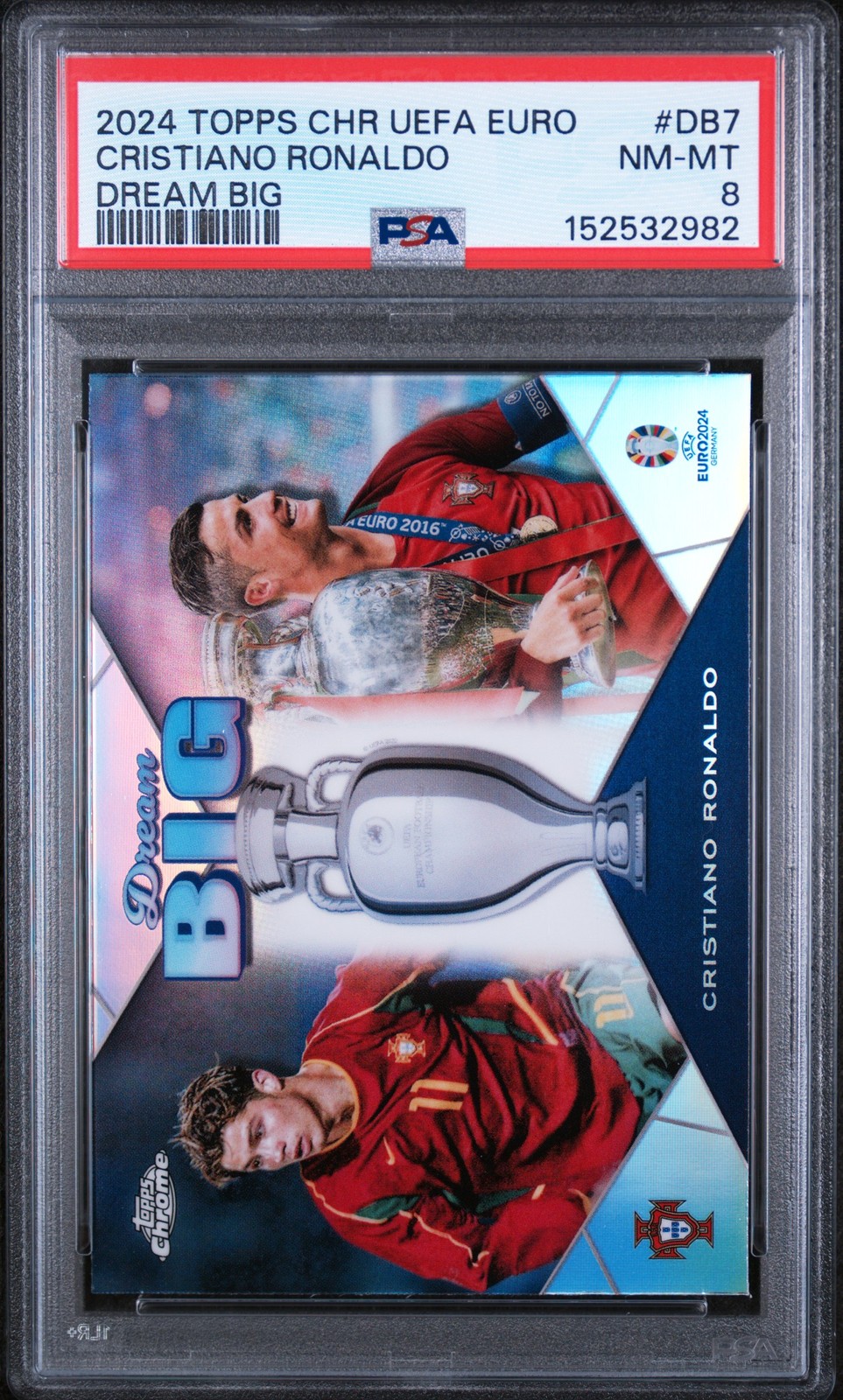 2024 TOPPS CHROME UEFA EURO DREAM BIG #DB7 CRISTIANO RONALDO PSA 8