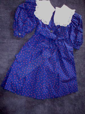 Little Star Navy Blue w Red Polka Dot Dress - 100% Cotton - USA - Size 3T