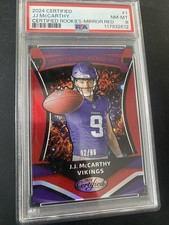 2024 Panini Certified - Certified Rookies J.J. McCarthy #1 Red Mirror /99 (RC)