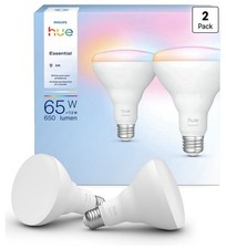PHILIPS Hue Essential Smart LED BR30 Bulb 2-Pack, White /Color Ambiance, E26 .H1