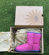 UGG Australia K Classic Short Multi Pink Purple Suede Boots Youth Size 4
