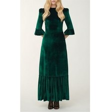 Elegant Green Velvet Maxi Dress Wedding Evening Cocktail Wedding Party Gown